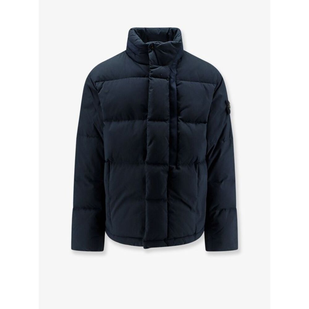 Stone Island Men Cotton Nylon Tela Down Jacket With Iconic Patch